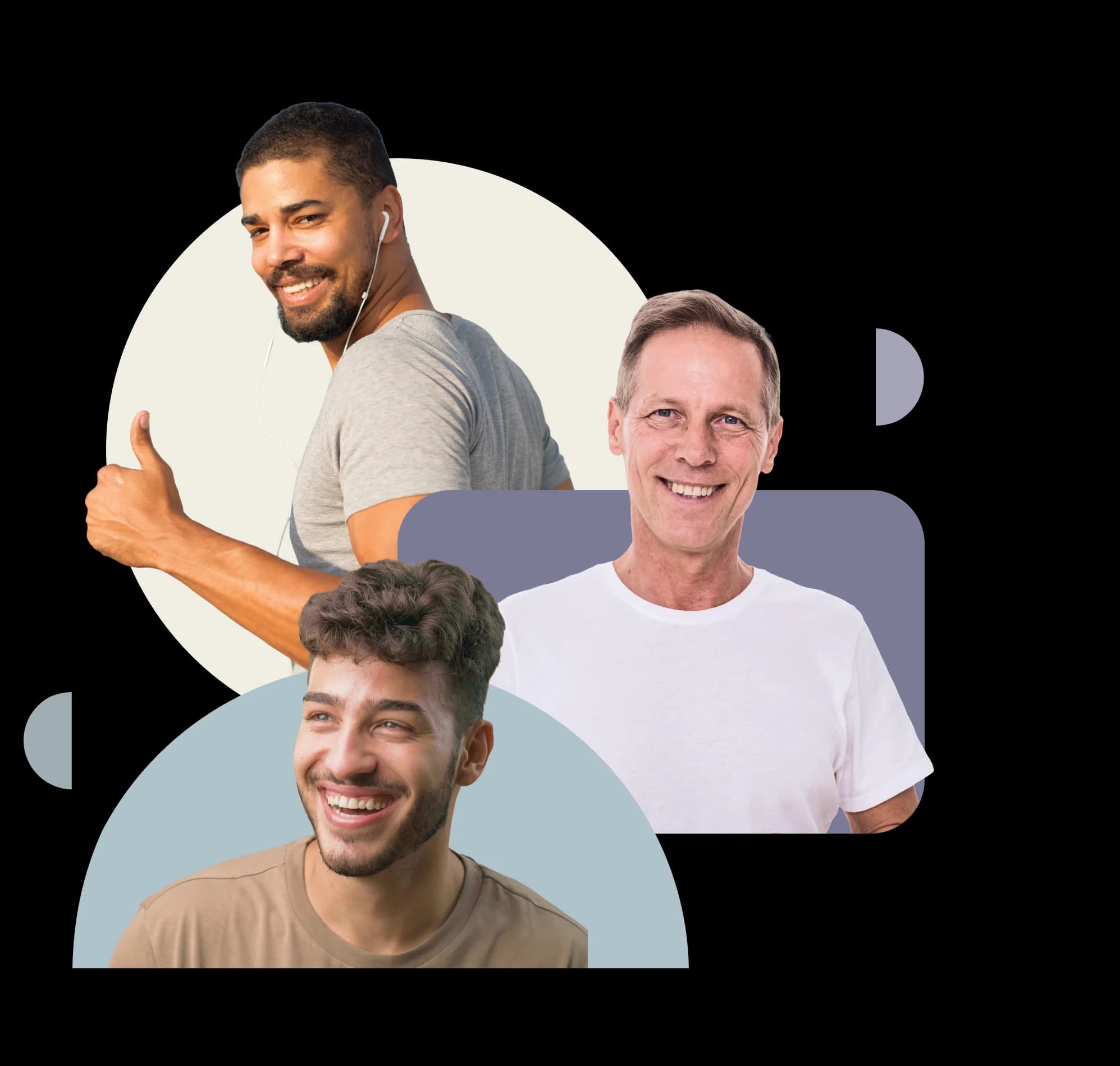 Personas adultas y mayores mejorando su calidad de vida gracias a la terapia de reemplazo hormonal con testosterona biosimilar.